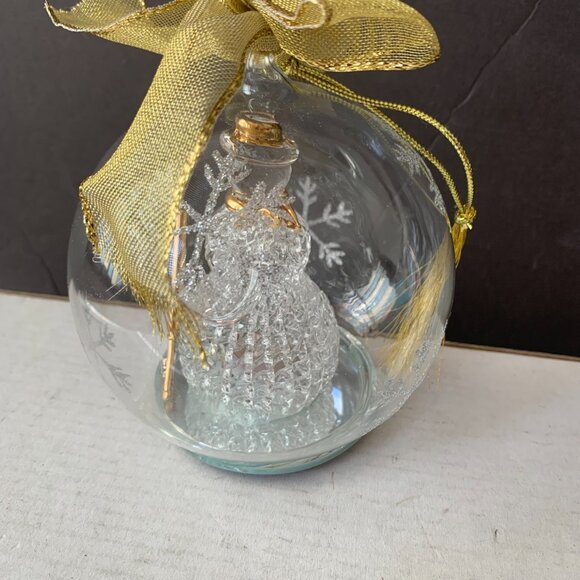 LENOX Christmas Wonder Ball Glass Snowman Color Changing Lighted Ornament - Picture 1 of 11